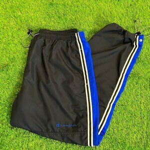 Champion Black & Blue Striped Track Pants - Size XL